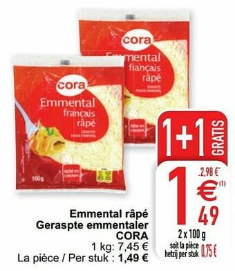 Cora Emmental râpé geraspte emmentaler cora aanbieding