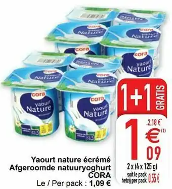 Yaourt nature écrémé afgeroomde natuuryoghurt cora