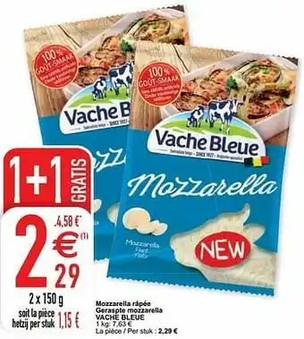 Cora Mozzarella râpée geraspte mozzarella vache bleue aanbieding