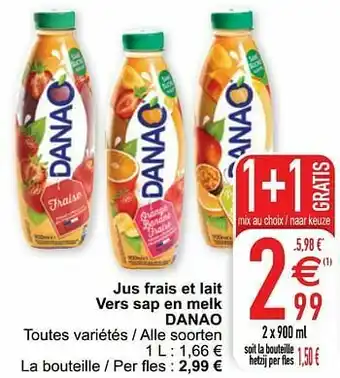 Cora Jus frais et lait vers sap en melk danao aanbieding