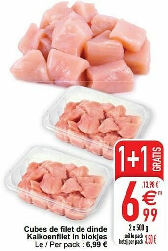 Cora Cubes de filet de dinde kalkoenfilet in blokjes aanbieding
