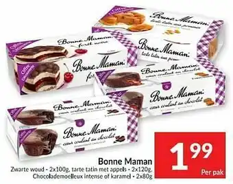 Intermarché Bonne maman zwarte woud tarte tatin met appels chocolademoelleux intense of karamel aanbieding