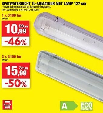 Hubo Spatwaterdicht tl-armatuur met lamp aanbieding