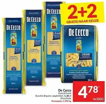Intermarché De cecco pasta i grandi bucatini, linguine, spaghettoni, fusilli of orecchiette aanbieding