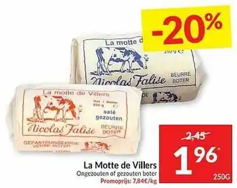 Intermarché La motte de villers ongezouten of gezouten boter aanbieding