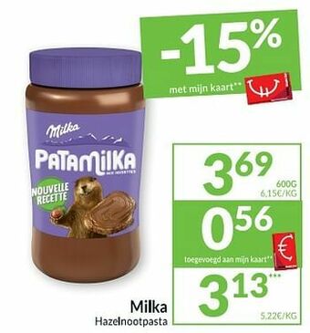 Intermarché Milka hazelnootpasta aanbieding