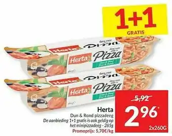 Intermarché Herta dun + rond pizzadeeg aanbieding