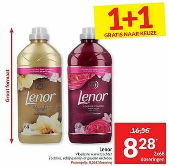 Intermarché Lenor vloeibare wasverzachter zeebries, robijn jasmijn of gouden orchidee aanbieding