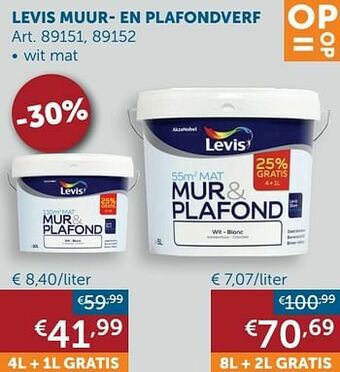 Zelfbouwmarkt Levis muur- en plafondverf wit mat aanbieding