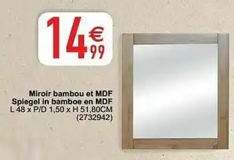 Cora Miroir bambou et mdf spiegel in bamboe en mdf aanbieding
