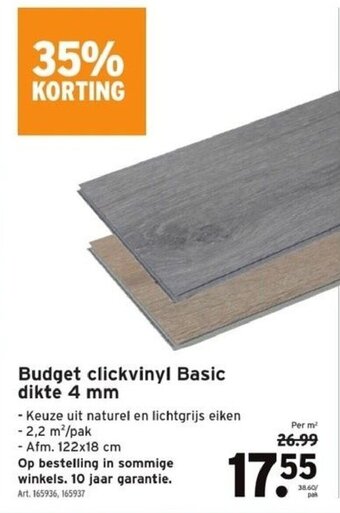 GAMMA Budget clickvinyl Basic dikte 4 mm aanbieding