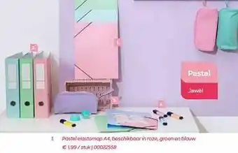 Pastel elastomap a4, beschikbaar in roze, groen en blauw