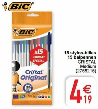 Cora 15 stylos-billes 15 balpennen cristal aanbieding