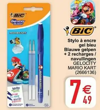 Cora Stylo à encre gel bleu blauwe gelpen + 2 recharges - navullingen gelocity mario kart aanbieding