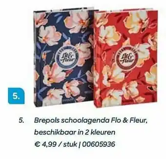 Brepols schoolagenda flo + fleur, beschikbaar in 2 kleuren