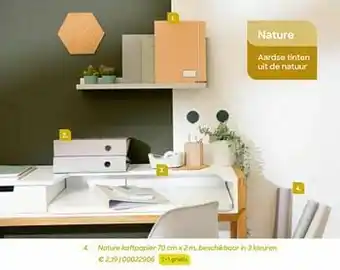 Nature kaftpapier beschikbaar in 3 kleuren