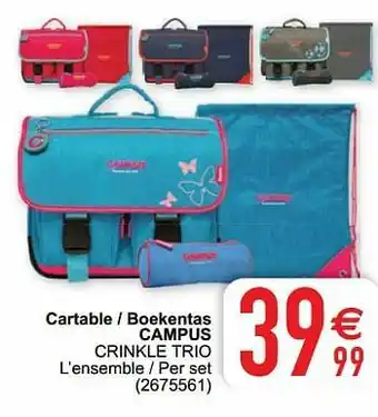 Cora Cartable - boekentas campus crinkle trio aanbieding
