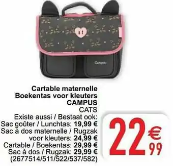Cora Cartable maternelle boekentas voor kleuters campus cats aanbieding