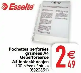Pochettes perforées grainées a4 geperforeerde a4-insteekhoesjes