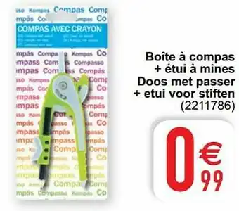 Cora Boîte à compas + étui à mines doos met passer + etui voor stiften aanbieding