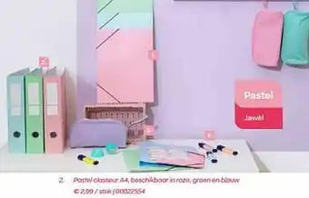 Pastel classeur a4, beschikbaar in roze, groen en blauw