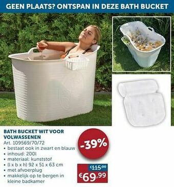 Bath bucket wit voor volwassenen