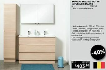 Zelfbouwmarkt Badkamermeubel dotan naturel eik staand kolomkast aanbieding