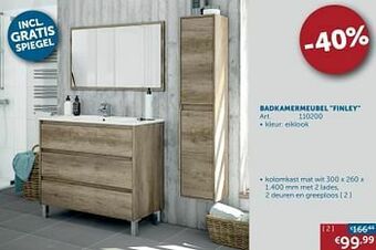 Badkamermeubel finley kolomkast mat wit