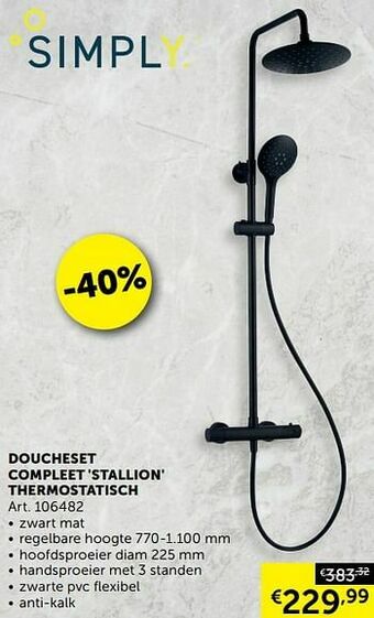 Zelfbouwmarkt Doucheset compleet stallion thermostatisch aanbieding