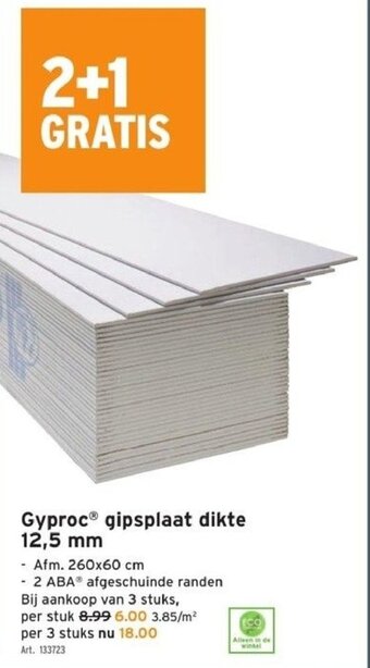 GAMMA Gyproc gipsplaat dikte 12,5 mm aanbieding