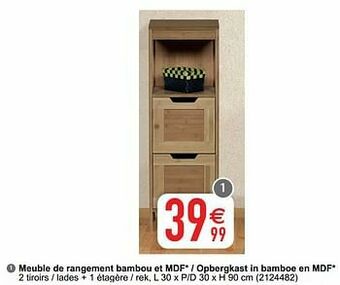 Cora Meuble de rangement bambou et mdf - opbergkast in bamboe en mdf aanbieding