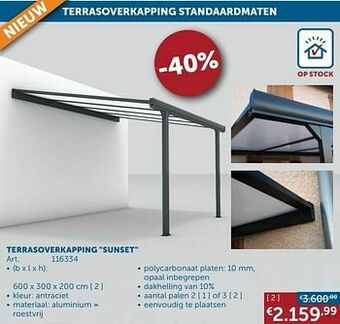 Zelfbouwmarkt Terrasoverkapping sunset aanbieding