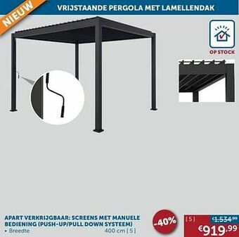 Zelfbouwmarkt Apart verkrijgbaar: screens met manuele bediening push-up-pull down systeem aanbieding