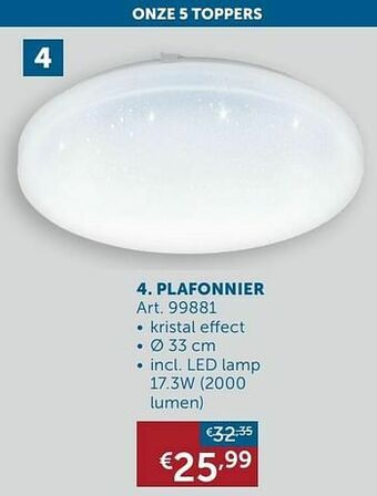 Zelfbouwmarkt Plafonnier aanbieding