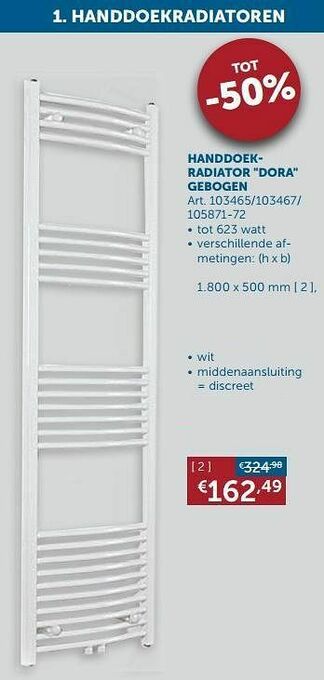 Zelfbouwmarkt Handdoekradiator dora gebogen wit aanbieding