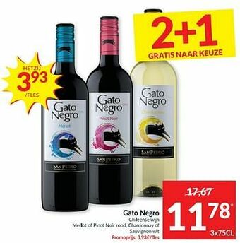 Intermarché Gato negro chileense wijn merlot of pinot noir road, chardonnay of sauvignon wit aanbieding