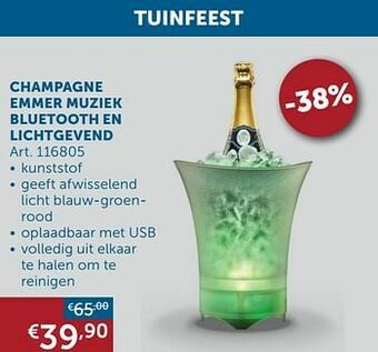 Champagne emmer muziek bluetooth en lichtgevend