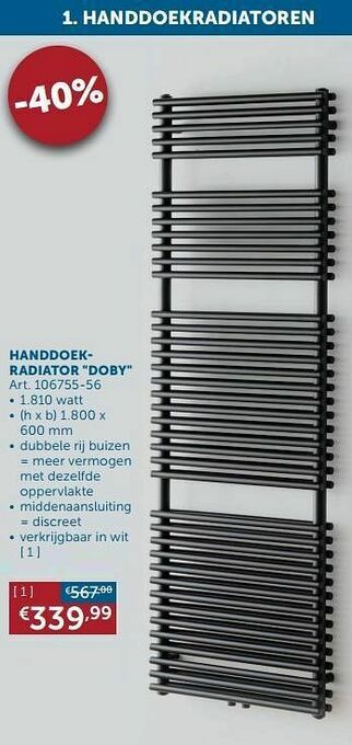 Zelfbouwmarkt Handdoekradiator doby verkrijgbaar in wit aanbieding