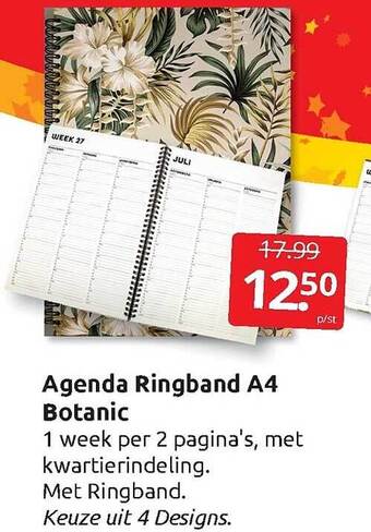 Boekenvoordeel Agenda ringband a4 botanic aanbieding