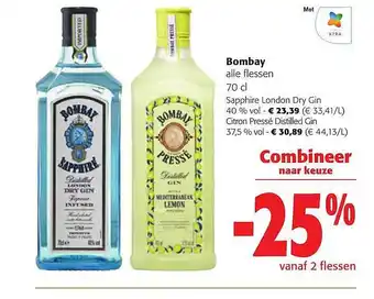Colruyt Bombay sapphire london dry gin, citron pressé distilled gin aanbieding