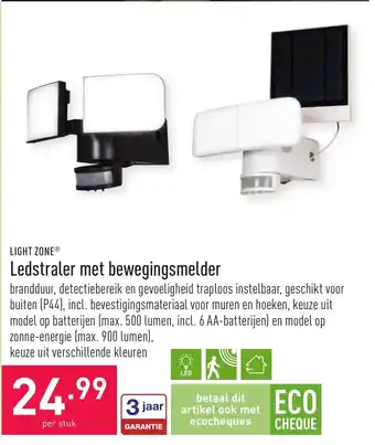 ALDI Lightzone Ledstraler met bewegingsmelder aanbieding
