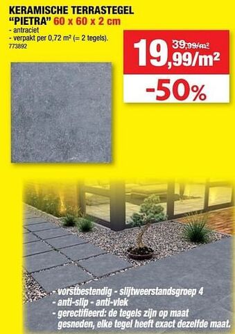 Hubo Keramische terrastegel pietra aanbieding