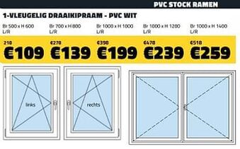Bouwcenter Frans Vlaeminck Pvc stock ramen 1-vleugelig draaikipraam - pvc wit aanbieding