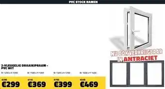 Bouwcenter Frans Vlaeminck Pvc stock ramen 2-vleugelig draaikipraam - pvc wit aanbieding
