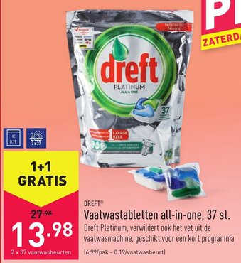 ALDI Dreft Vaatwastabletten all-in-one, 37 st. aanbieding
