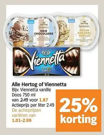 Albert Heijn Viennetta vanille 750ml aanbieding