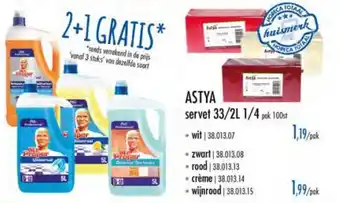 Horeca totaal Astya servet 33/2L 1/4 aanbieding