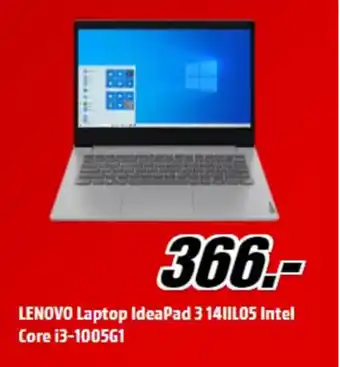 MediaMarkt Lenovo laptop ideapad 3 14iil05 intel core i3-1005g1 aanbieding