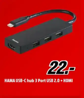 Hama usb-c hub 3 port usb 2.0 + hdmi