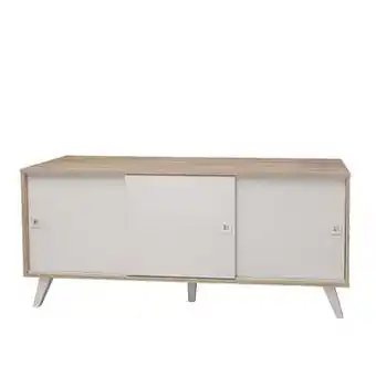 Leen Bakker Symbiosis dressoir hesselager - eikenkleur/wit - 61,8x149x40 cm - Leen Bakker aanbieding